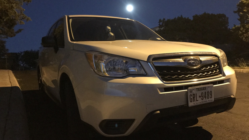 Full moon over my Forester.